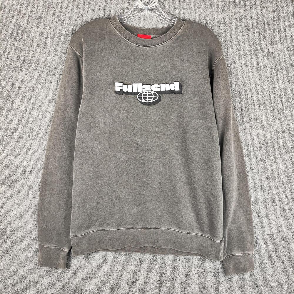 Full Send Sweatshirt Mens Medium Gray Crewneck Pullover Globe Graphic Logo